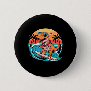 Lustiger Dinosaurier-Surfboard-Strand-Sommer-Surfe Button