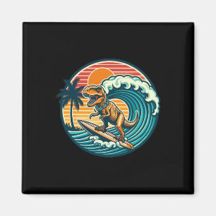Lustiger Dinosaurier Surfboard Strand Sommer Surfe Magnet