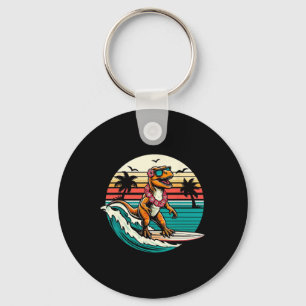 Lustiger Dinosaurier Surfboard Strand Sommer Surfe Schlüsselanhänger