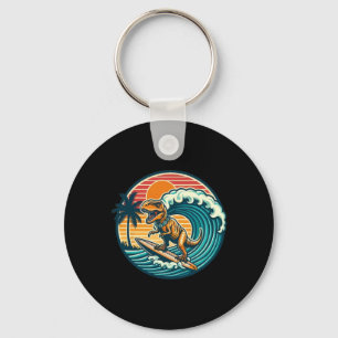 Lustiger Dinosaurier-Surfboard-Strand-Sommer-Surfe Schlüsselanhänger
