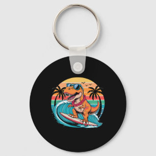 Lustiger Dinosaurier-Surfboard-Strand-Sommer-Surfe Schlüsselanhänger