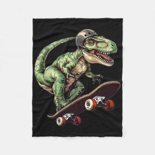 Lustiger Dinosaurier T Rex auf Skateboard Skateboa Fleecedecke