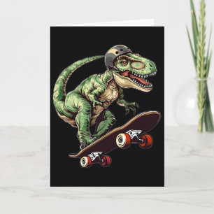 Lustiger Dinosaurier T Rex auf Skateboard Skateboa Karte