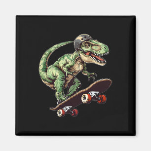 Lustiger Dinosaurier T Rex auf Skateboard Skateboa Magnet