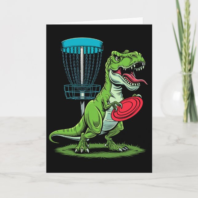 Lustiger Dinosaurier T-Rex Disc-Golf-Spieler Sket  Karte (Vorderseite)