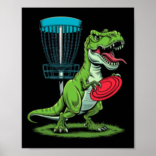 Lustiger Dinosaurier T-Rex Disc-Golf-Spieler Sket  Poster