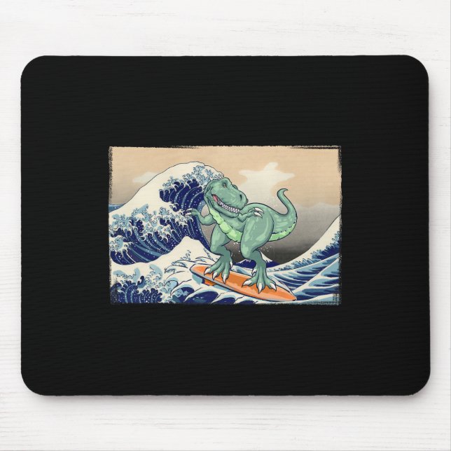 Lustiger Dinosaurier, T Rex Surfen, Dinosaurier Ku Mousepad (Vorne)