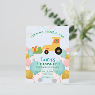 Lustiger Dinosaurier-Traktor Geburtstagsfeier DIY  Postkarte