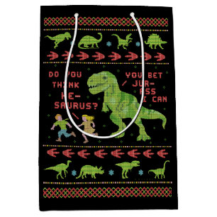 Lustiger Dinosaurier-Wortspiel-Spaß-Imitat-Strick Mittlere Geschenktüte
