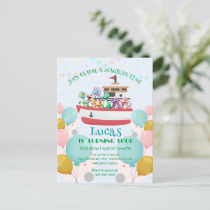 Lustiger Dinosaurier Yacht Geburtstagsfeier DIY Na Postkarte