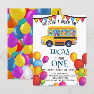 Lustiger Dinosaurier Zurück zur Schule Bus Junge G Postkarte