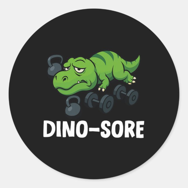 Lustiger Dinosore T-Rex-Gymnastik-Workout  Runder Aufkleber (Vorderseite)