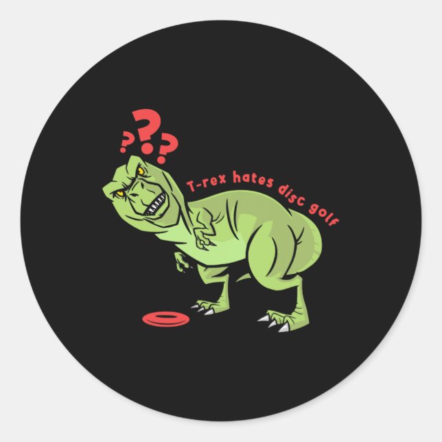 Lustiger Disc Golf T Rex Kinder  Runder Aufkleber (Vorderseite)