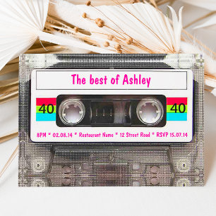Lustiger DJ 80er Kassette 40. Geburtstag Einladung