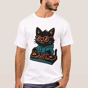 Lustiger DJ Black Cat T-Shirt