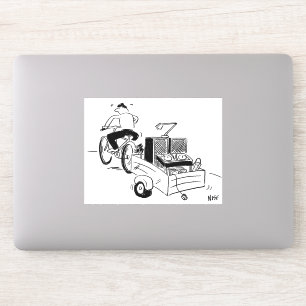 Lustiger DJ Mobile Disco Plattenspieler Cartoon Aufkleber