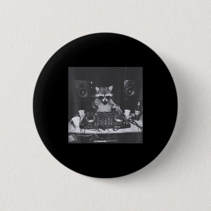 Lustiger Dj Waschbär House Party Sound Tech Musik Button