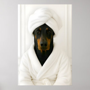 Lustiger Dobermann-Badezimmer-Druck, Dobermann In Poster