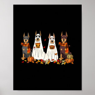 Lustiger Dobermann-Hund Geist Herbst Blätter Danke Poster