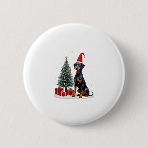 Lustiger Dobermann-Hund Weihnachtsbaum Frauen Männ Button