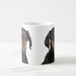 Lustiger Dobermann pincher Welpe Tasse