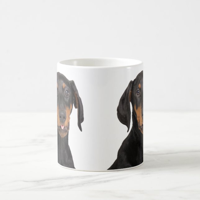Lustiger Dobermann pincher Welpe Tasse (Mittel)