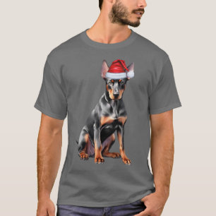Lustiger Dobermann Pinscher Weihnachten Hund Feier T-Shirt