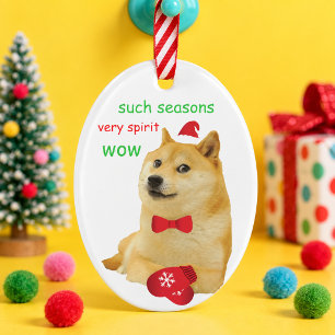 Lustiger Doge-Meme Shiba Inu Fliege Handschuhe Ornament