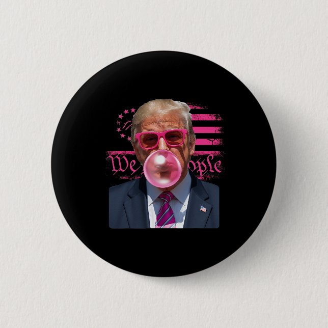 Lustiger Donald Trump Bubble Gum Rosa 4. Juli Amer Button (Vorderseite)