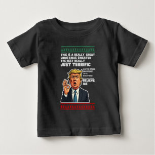 Lustiger Donald Trump hässlicher Weihnachtspullove Baby T-shirt