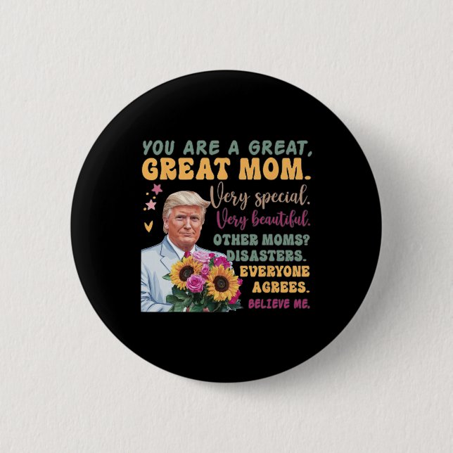 Lustiger Donald Trump Muttertag Halte Blumen Lusti Button (Vorderseite)