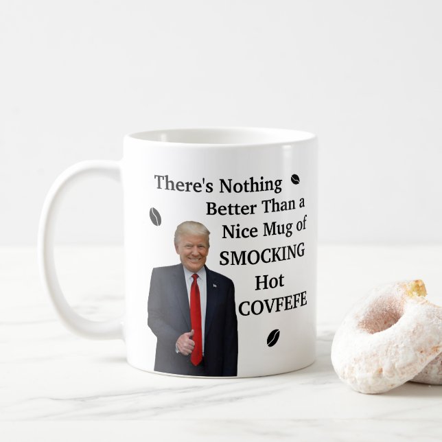 Lustiger Donald Trump Smocking heißer Covfefe Kaffeetasse (Mit Donut)