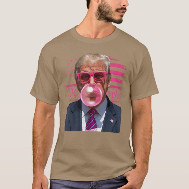 Lustiger Donaldrump Bubble Gum Pink 4. Juli Ameri T-Shirt (Vorderseite)