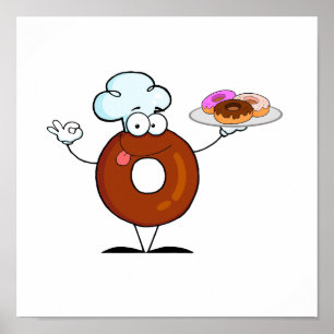 lustiger Donut-Donut-Koch-Cartozeichner Poster