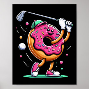 Lustiger Donut Golf Golfer Essen Champ Sport Golf Poster