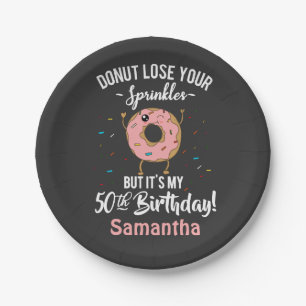 Lustiger Donut zum 50. Geburtstag Fünfzig Jahre al Pappteller