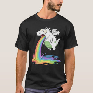 Lustiger Drache, der Regenbogen-Cartoon erbricht T-Shirt