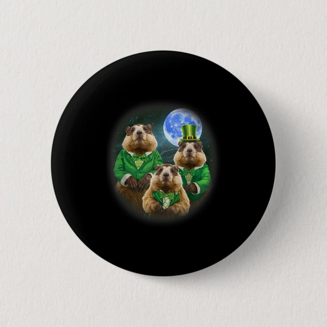 Lustiger Drei-Murmeltier-Mond 3 Murmeltier-Kopf St Button (Vorderseite)
