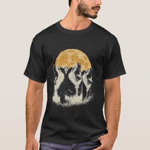 Lustiger dreiköpfiger Hund heult am Mond Sibirisch T-Shirt