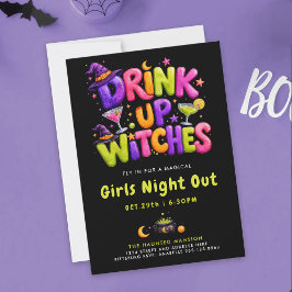 Lustiger Drink Up Hexen Halloween Farbige Cocktail Einladung