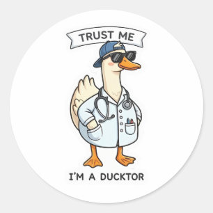 Lustiger Ducktor-Enten-Mediziner Runder Aufkleber
