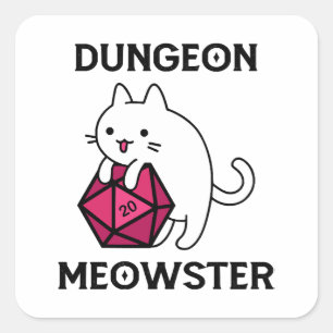 Lustiger Dungeon-Meister-Katze Quadratischer Aufkleber