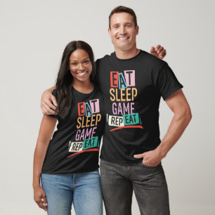 Lustiger Eat Sleep Game Repeat Collage-Stil Game T-Shirt