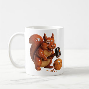 Lustiger Eichhörnchen-Becher mit Hammer Kaffeetasse