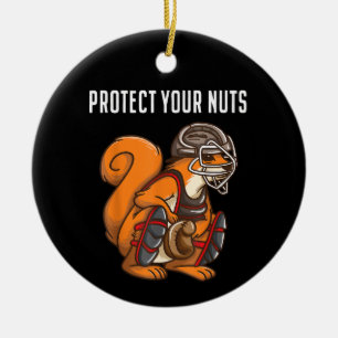 Lustiger Eichhörnchen Liebhaber Baseball Catcher G Keramik Ornament