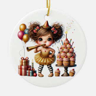 Lustiger eigenartiger Gnom Geburtstag Keramik Ornament