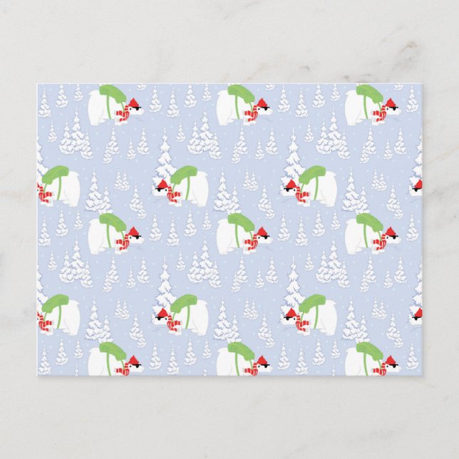 lustiger Eisbär santa Postkarte (Vorderseite)
