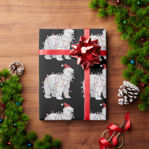 Lustiger Eisbär Weihnachten Tier Lichter Liebhaber Geschenkpapier