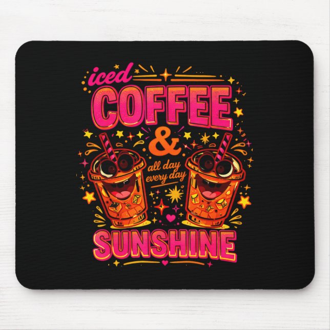 Lustiger Eiscafé-Sonnenschein-Design süß rosa oran Mousepad (Vorne)