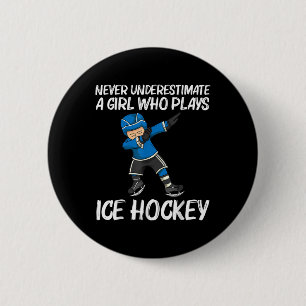 Lustiger Eishockey für Mädchen Kinder Feld Rink Nd Button
